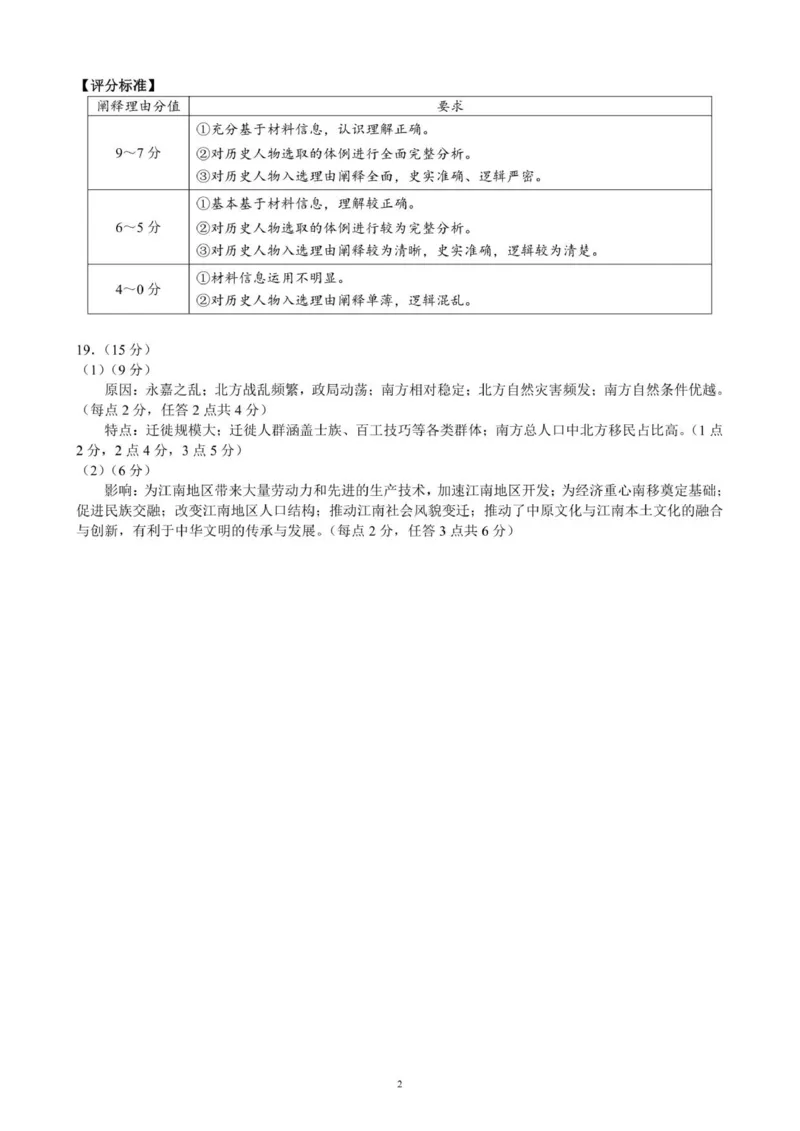 2025～2026学年度上期高中2025级期中考试历史参考答案及评分标准_2025年11月高一试卷_251119四川省成都市蓉城联盟2025-2026学年高一上学期期中（全）
