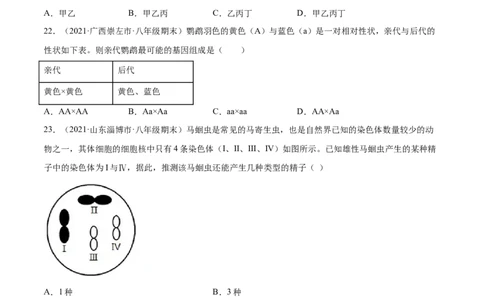 02生物的遗传和变异A卷（原卷版）_初中全科电子版试卷练习试题_生物_生物8下练习_人教生物8年级下单元试卷38份_第3套八年级生物下册单元试卷（人教版）06份