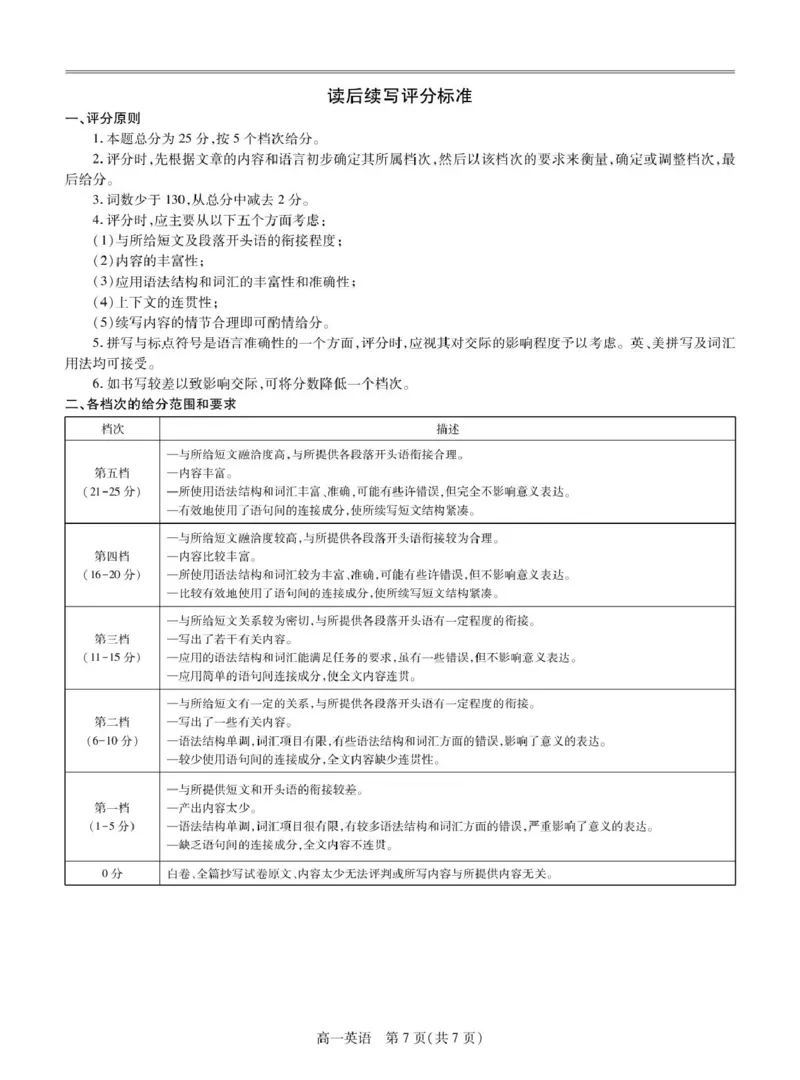 25届3月江西高一联考&middot;英语答案_2025年03月试卷_0316江西省多校联考2024-2025学年高一下学期3月月考