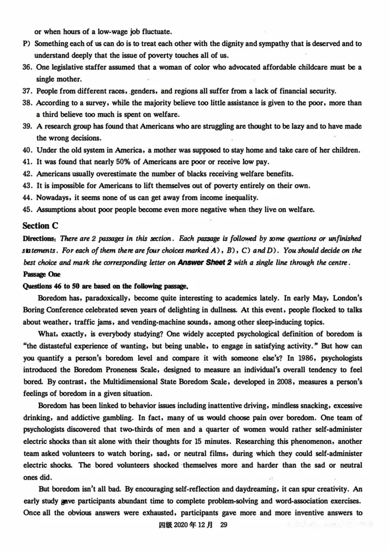 2020年12月英语四级真题第2套_四六级真题+资料包_六级真题_2020真题+解析