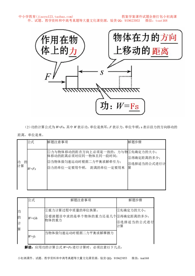 专题9.1功和功率（讲练）-2017年中考物理一轮复习讲练测课课通（解析版）_初物_1初中物理_物理：2017年中考物理一轮复习讲练测课课通全套打包115份