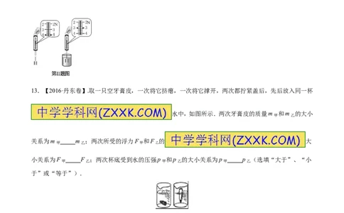 专题8.1浮力物体沉浮的条件（测试）-2017年中考物理一轮复习讲练测课课通（原卷版）_初物_1初中物理_物理：2017年中考物理一轮复习讲练测课课通全套打包115份