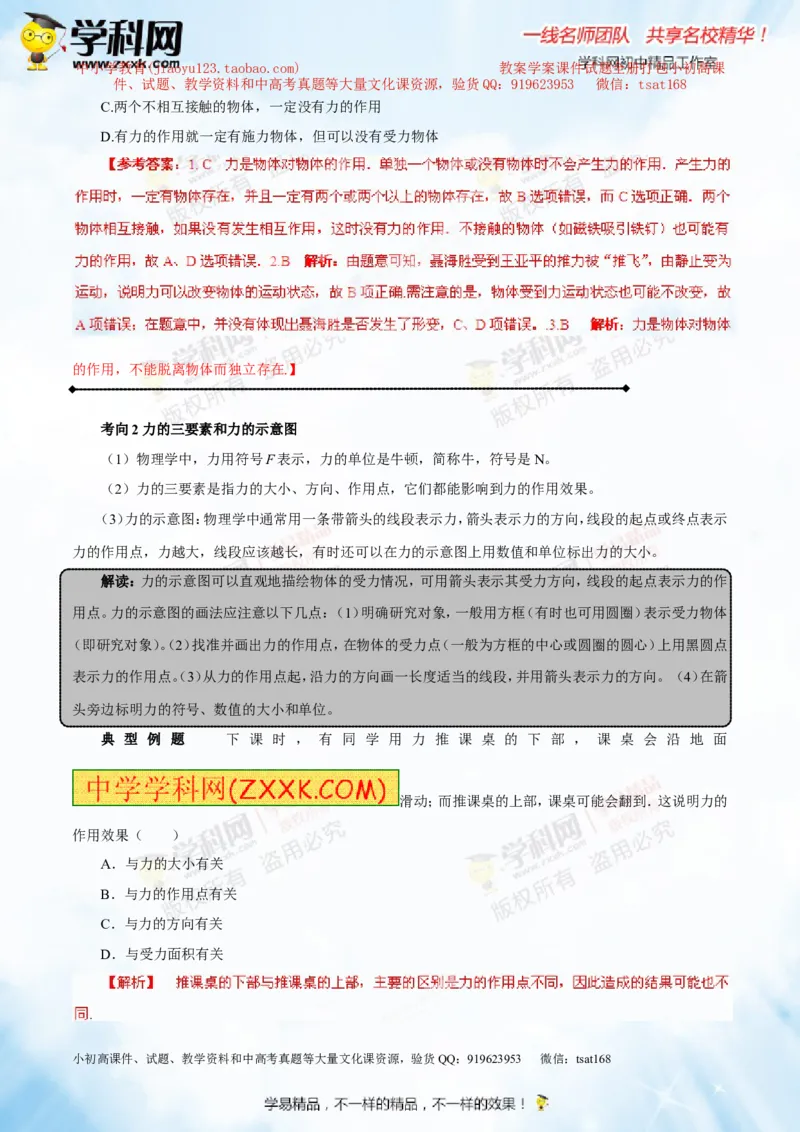 专题5.1力弹力重力（讲练）-2016年中考物理一轮复习讲练测课课通（解析版）_初物_1初中物理_物理：2016年中考物理一轮复习讲练测课课通全套打包116份