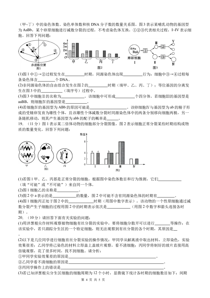 2025年春期泸县五中高2024级第一学月考试生物试题_2025年04月试卷_0408四川省泸州市泸县第五中学2024-2025学年高一下学期3月月考