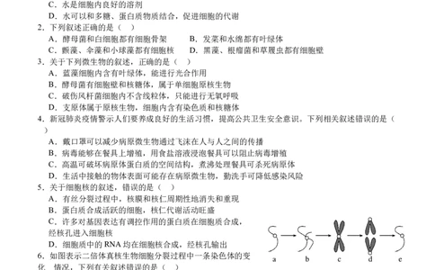 2025年春期泸县五中高2024级第一学月考试生物试题_2025年04月试卷_0408四川省泸州市泸县第五中学2024-2025学年高一下学期3月月考