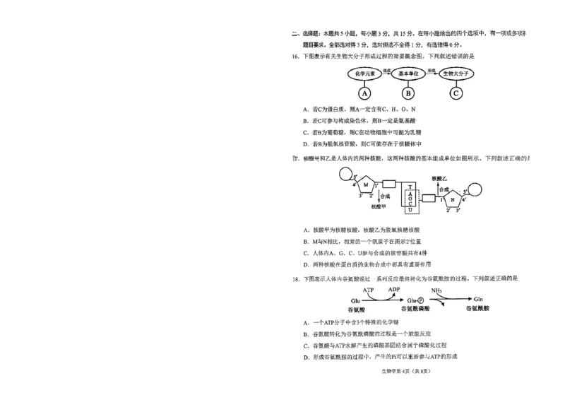 2026辽宁鞍山高一上学期1月期末生物试卷+答案_2026年02月高一试卷_260209辽宁省鞍山市2025-2026学年高一上学期期末（全）