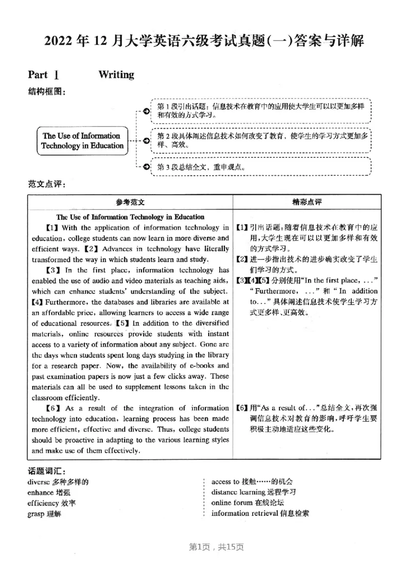 2022.12六级真题第1套答案及详解_四六级真题+资料包_六级真题_2022真题+解析+听力_2022年12月CET6真题+解析+听力音频全3套_2022年12月第1套