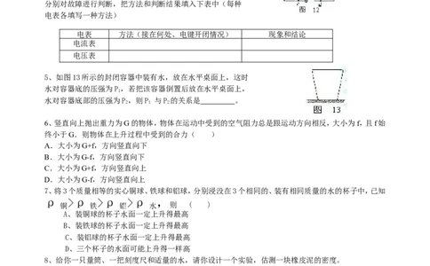 中考冲刺：开放性试题（基础）巩固练习_初物_1初中物理_4中考物理总复习_52中考冲刺：开放性试题（基础）
