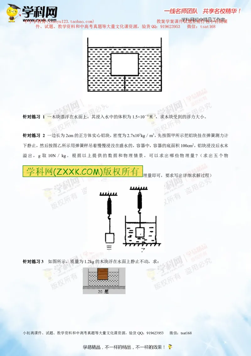 专题8.2阿基米德原理浮力的应用（讲练）-2016年中考物理一轮复习讲练测课课通（原卷版）_初物_1初中物理_物理：2016年中考物理一轮复习讲练测课课通全套打包116份