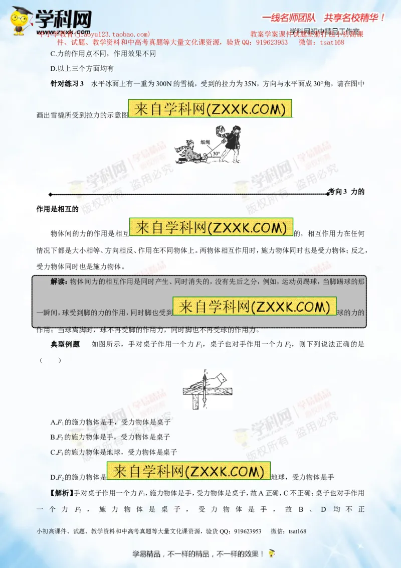 专题5.1力弹力重力（讲练）-2016年中考物理一轮复习讲练测课课通（原卷版）_初物_1初中物理_物理：2016年中考物理一轮复习讲练测课课通全套打包116份