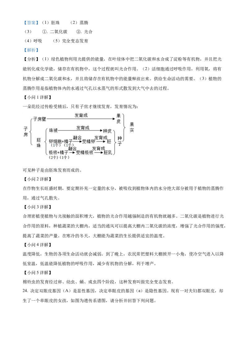 06八年级下学期期中生物试题（解析版）_初中全科电子版试卷练习试题_生物_生物8下练习_人教生物8年级下期中试卷10份