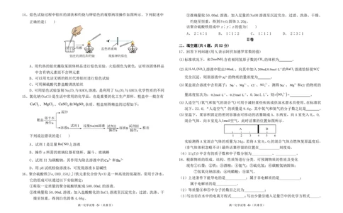 2024-2025学年度第一学期福九联盟(高中)期中联考高一化学试卷(1)_2024年12月试卷_1207福建省福州市福九联盟2024-2025学年高一上学期期11月中考试