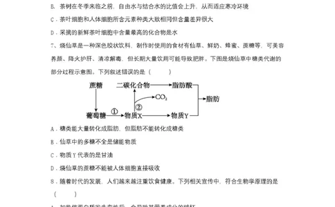 2025级高一生物试卷（印刷版）_2025年10月高一试卷_251027湖北省武汉市部分重点中学2025-2026学年高一上学期10月月考试题（全）