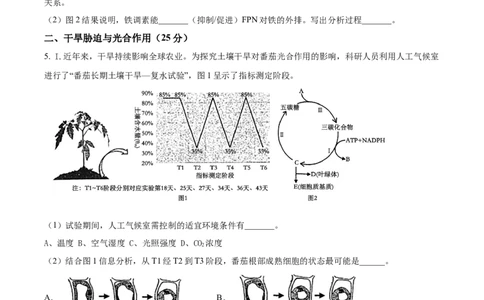 上海市闵行区2024-2025学年高一上学期期末生物试题Word版无答案_2025年03月试卷_0311上海市闵行区2024-2025学年高一上学期期末考试