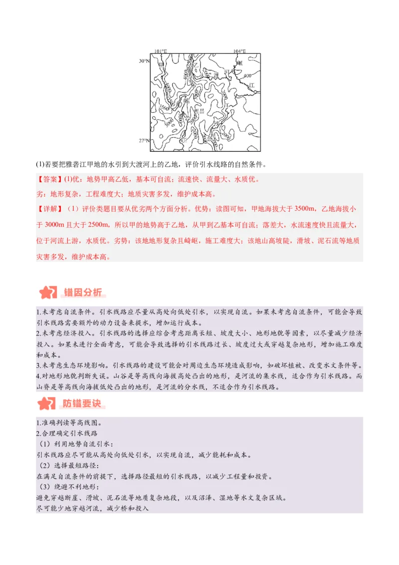 专题01等高线易错提分（5大易错点）（解析版）_2025年新高考资料_二轮复习_01高考语文等多个文件_2025年高三地理高考二轮复习专项提升_易错专练
