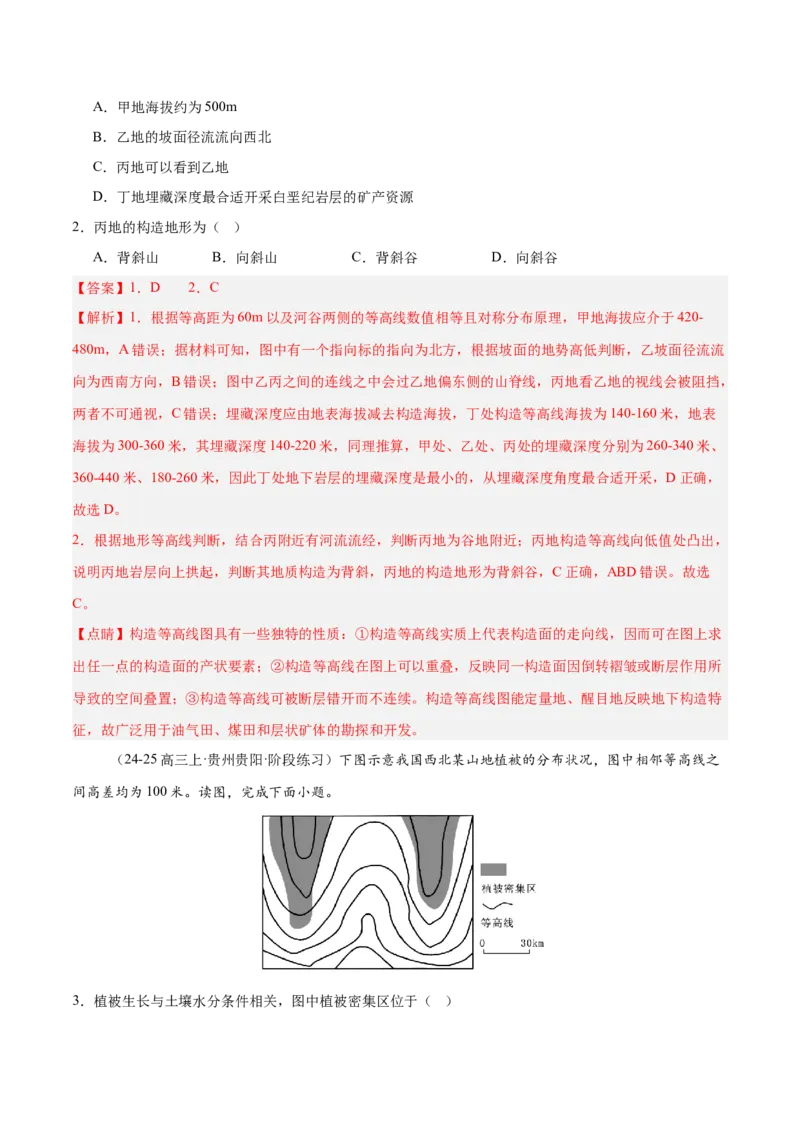 专题01等高线易错提分（5大易错点）（解析版）_2025年新高考资料_二轮复习_01高考语文等多个文件_2025年高三地理高考二轮复习专项提升_易错专练