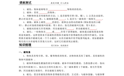 16.1(第一课时)磁体与磁现象（原卷版）_9下-初中物理苏科版(4)_9下-初中物理苏科版（旧版）赠送_04讲义_2022-2023学年九年级下册物理同步备课讲义(苏科版)(21)份