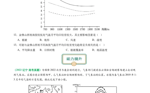 2.2.2气温的影响因素和逆温现象（练习）（原卷版）_新高考复习资料_2024年新高考复习资料_一轮复习资料_完备战2024年高考地理一轮复习考点帮（新高考专用）_第二部分自然地理