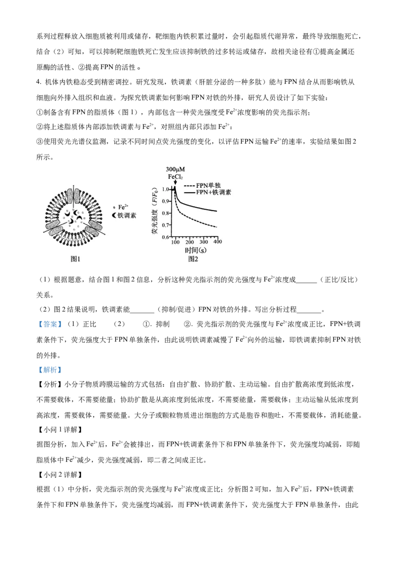 上海市闵行区2024-2025学年高一上学期期末生物试题Word版含解析_2025年03月试卷_0311上海市闵行区2024-2025学年高一上学期期末考试