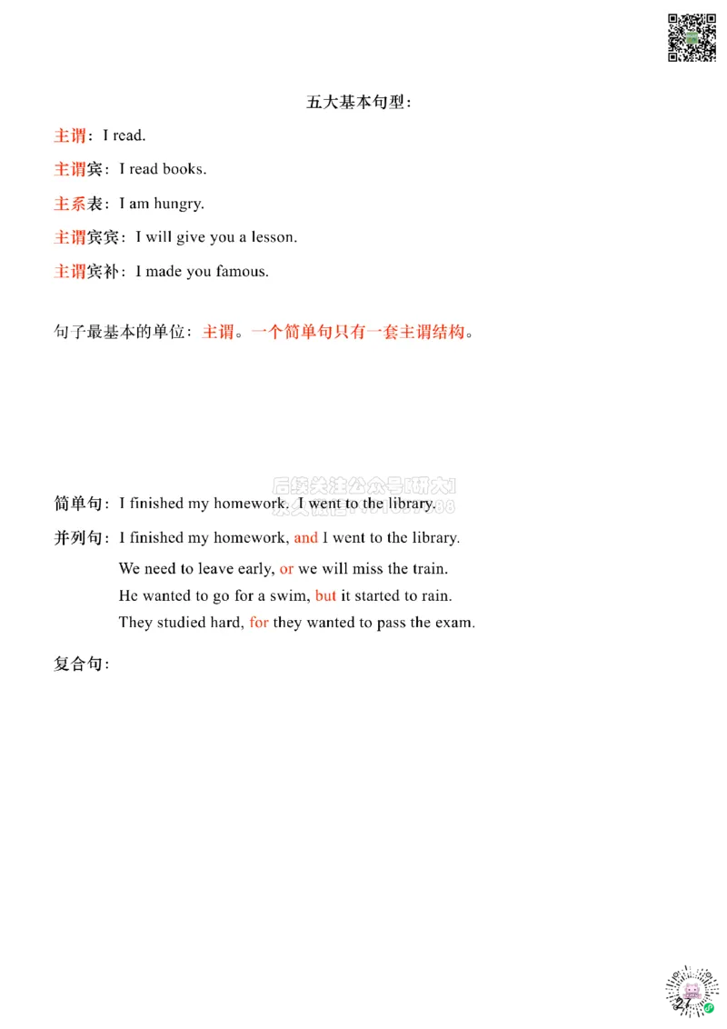 [6.6]--八大句子成分+五大基本句型_2026年6月其他机构_05.2026四级英语26年06月_09.2026四级英语橙啦老师_00课件