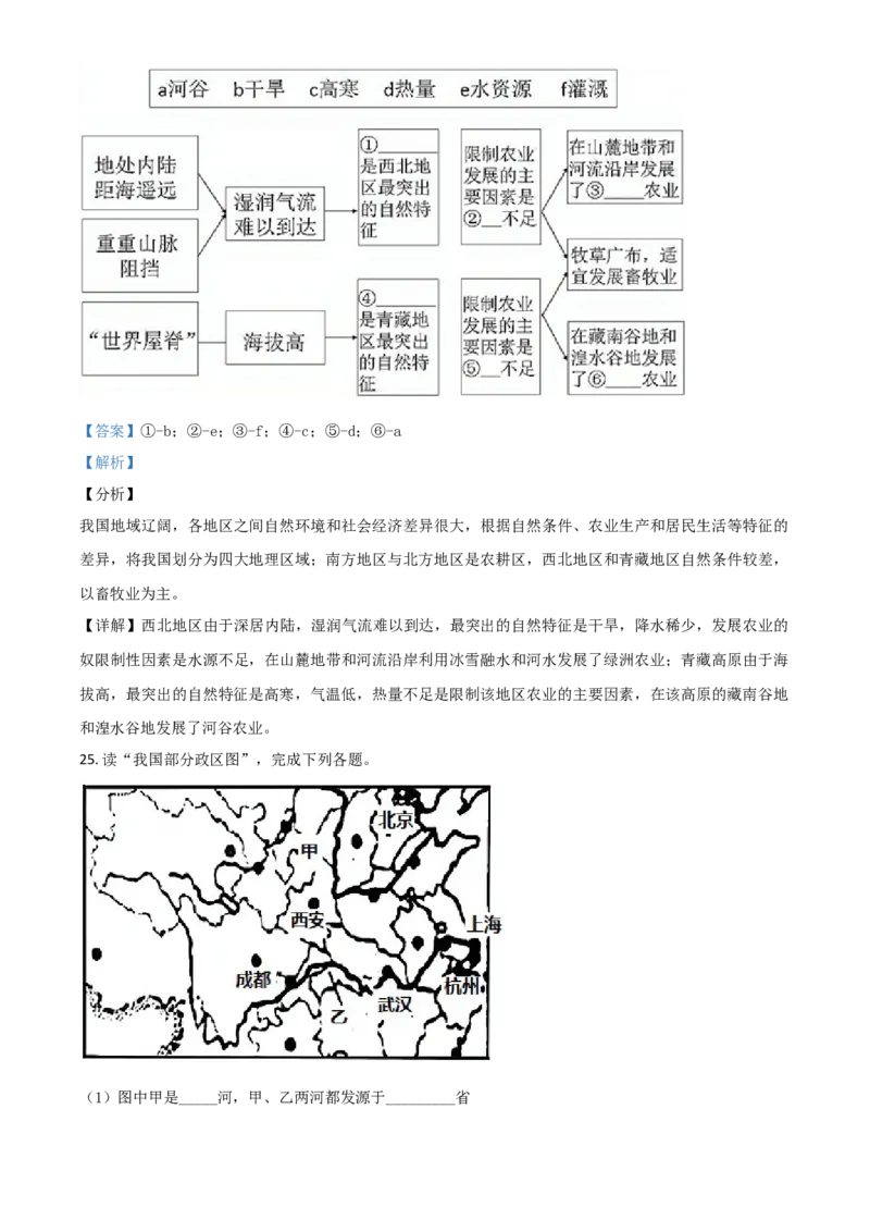 2018年陕西省咸阳市中考地理真题（解析卷）_陕西_9.陕西中考地理（2016-2025）