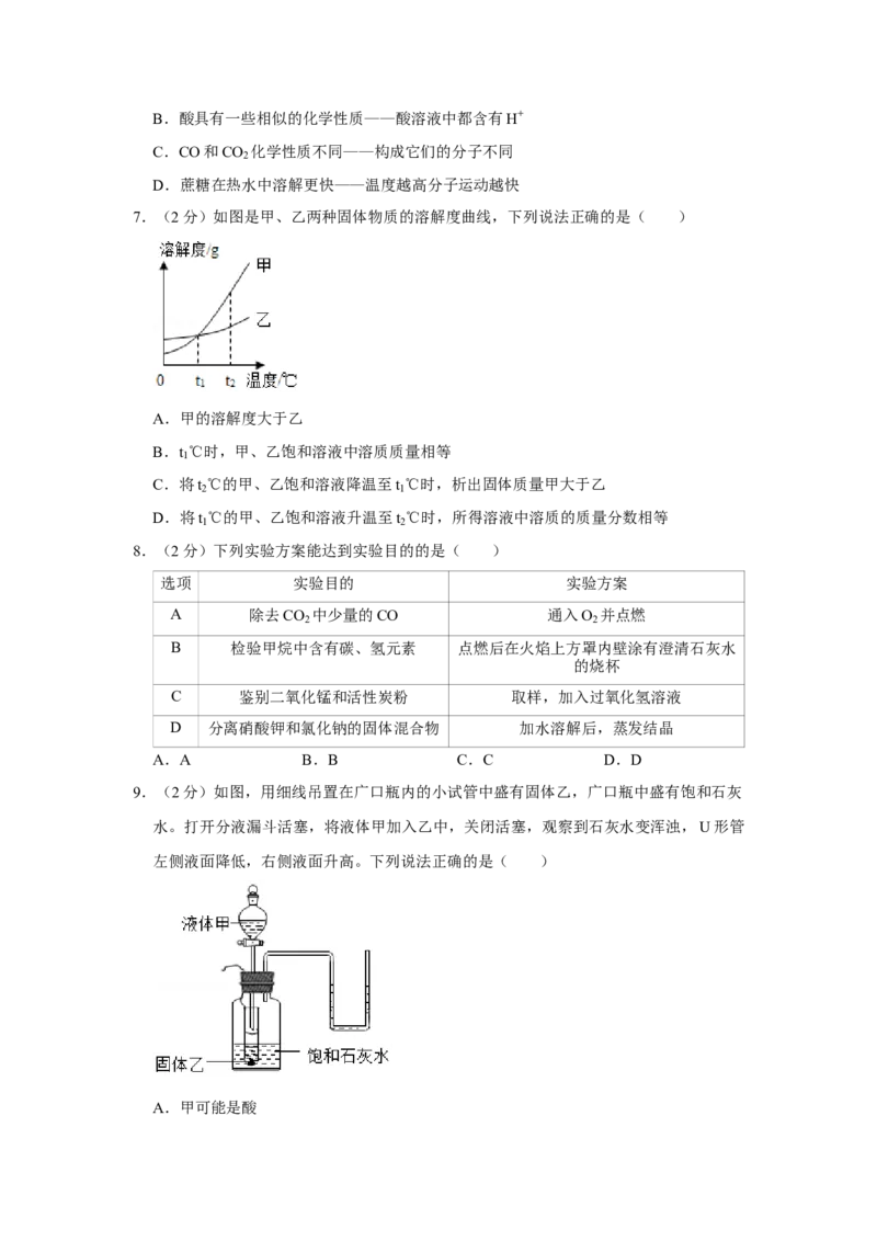 2021年陕西省中考化学真题（副卷）（空白卷）_陕西_5.陕西中考化学（2008-2025）