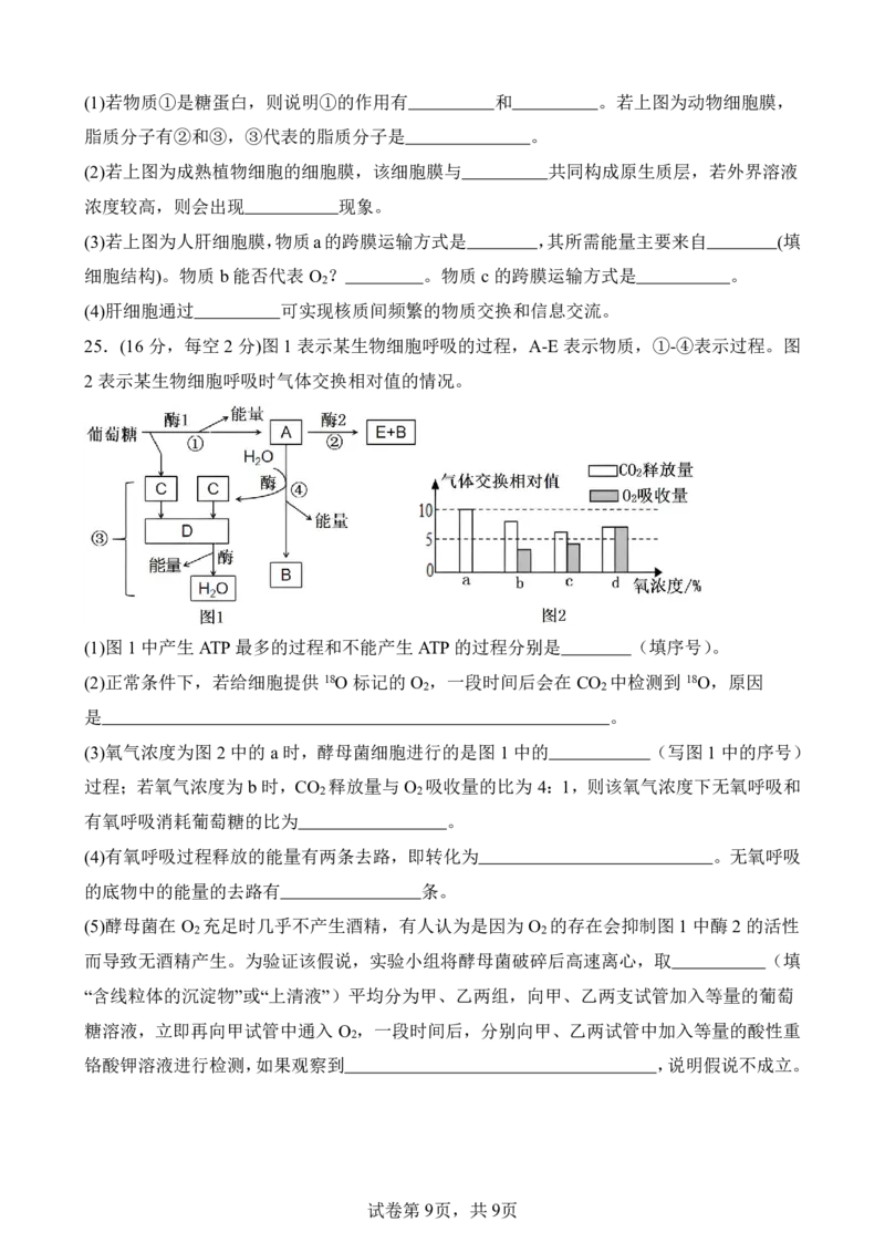 仪陇中学高一生物12月月考卷1_20251222095854_2026年01月高一试卷_260115四川省南充市仪陇中学2025-2026学年高一上学期12月月考试题