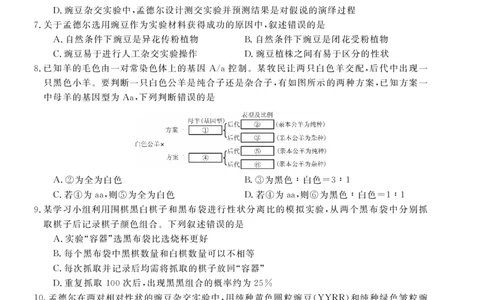 &ldquo;皖南八校&rdquo;2024-2025学年高一第二学期期中考试-生物（乙）_2025年04月试卷_0422安徽皖南八校&rdquo;2024-2025学年高一第二学期期中考试_安徽省皖南八校2024-2025学年高一下学期4月期中生物(乙)