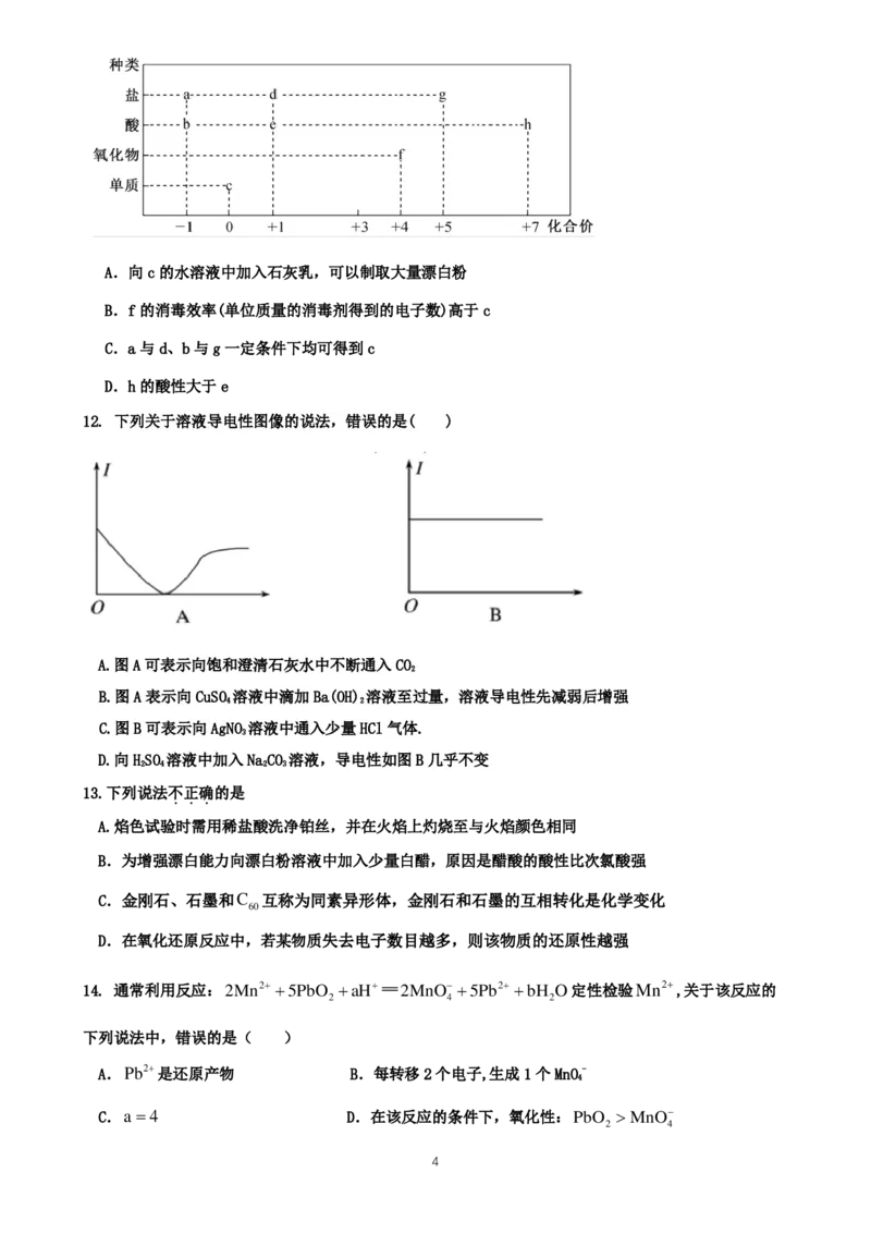 仁寿县2024-2025学年高一协作体期中联考化学试卷_2024年12月试卷_1224四川省眉山市仁寿县协作体2024-2025学年高一上学期11月期中联考_化学
