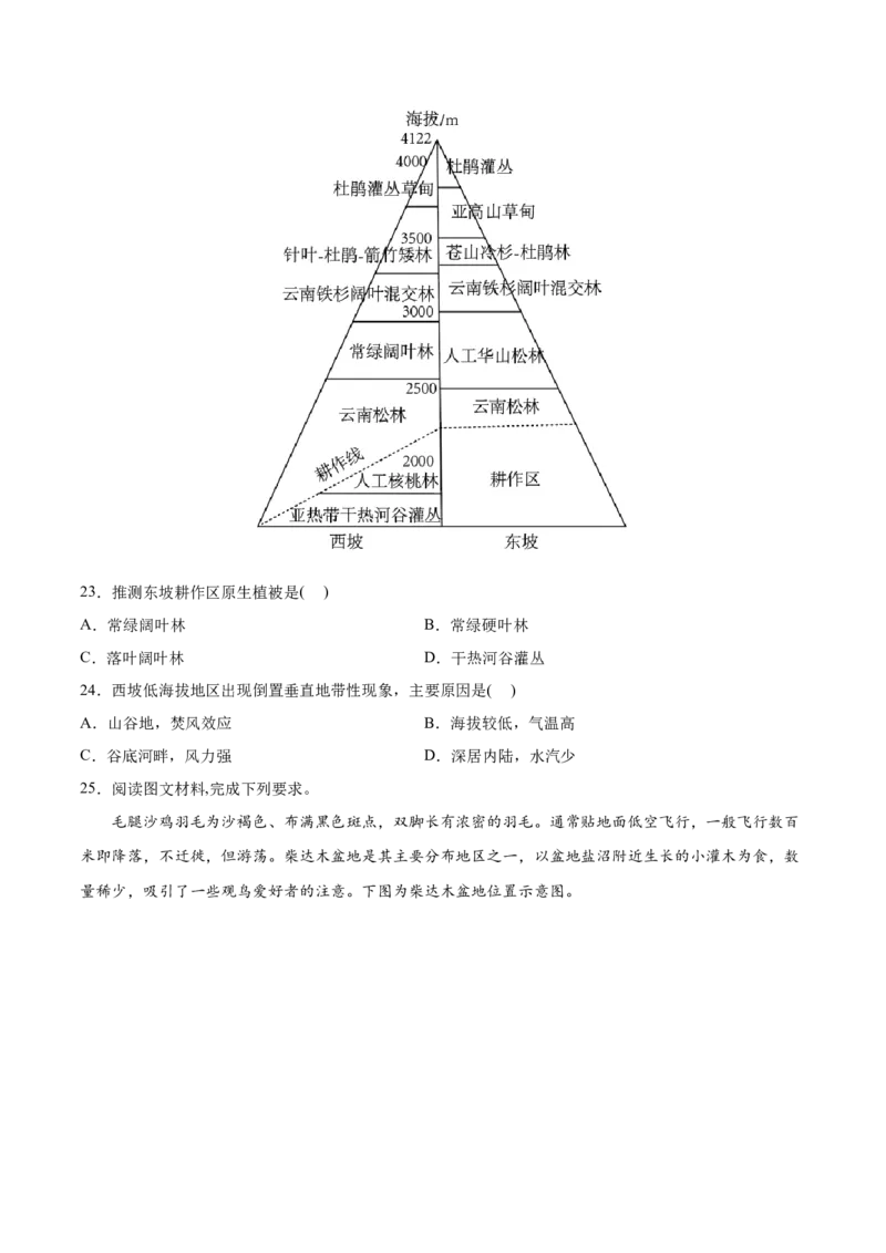 专题06自然地理环境的整体性与差异性-2022年高考地理真题与模拟题分专题训练（学生版）_2024年新高考资料_1.2024一轮复习_赠2022年高考地理真题与模拟题分专题训练
