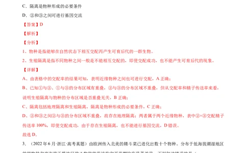 专题08生物的变异和进化-三年（2020-2022）高考真题生物分项汇编（全国通用）（解析版）_高考真题分类汇编(2012-2022)生物_高考真题分项汇编(2020-2022)生物