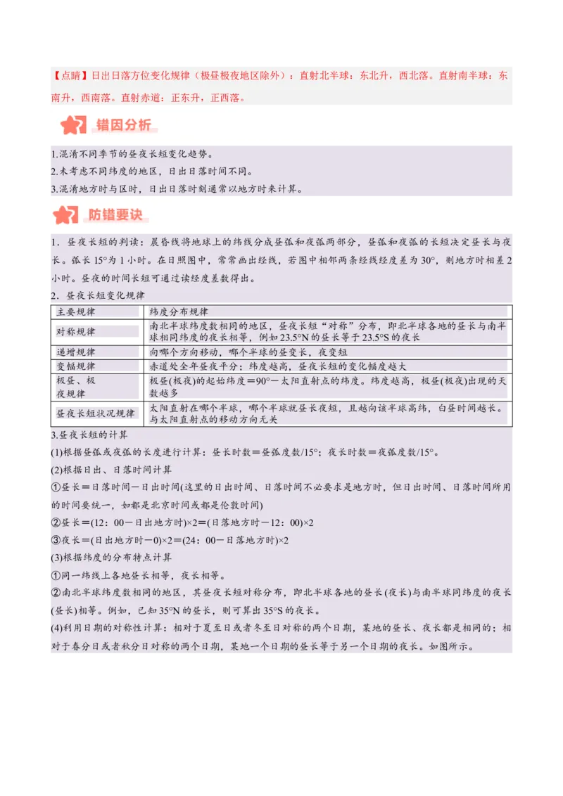专题02地球运动易错提分（4大易错点）（解析版）_2025年新高考资料_二轮复习_2025年高三地理高考二轮复习专项提升（新高考通用）3405802_易错专练