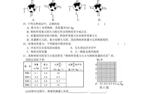 8.2重力力的示意图第1课时（含答案）_8下-初中物理苏科版(4)_赠送：旧版资料（和新版好多一样，仍具有很大参考价值）_03试卷_同步练习