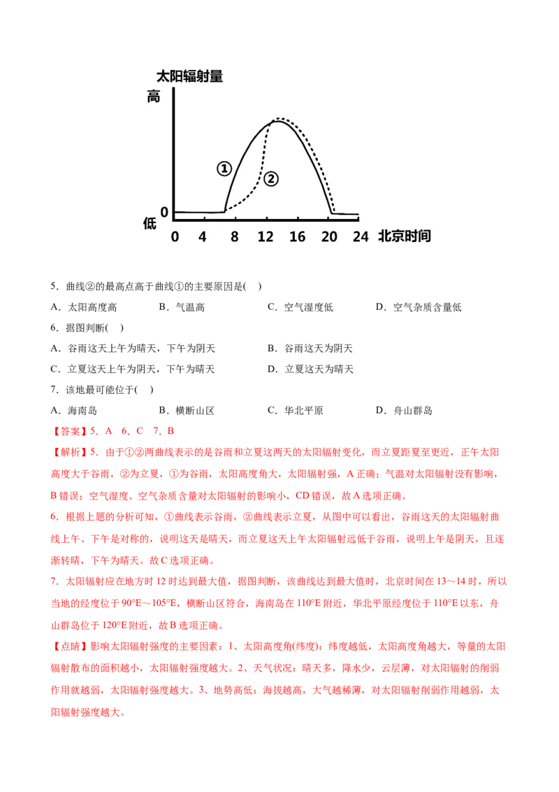 专题02行星地球-2022年高考地理真题与模拟题分专题训练（教师版含解析）_2024年新高考资料_1.2024一轮复习_赠2022年高考地理真题与模拟题分专题训练