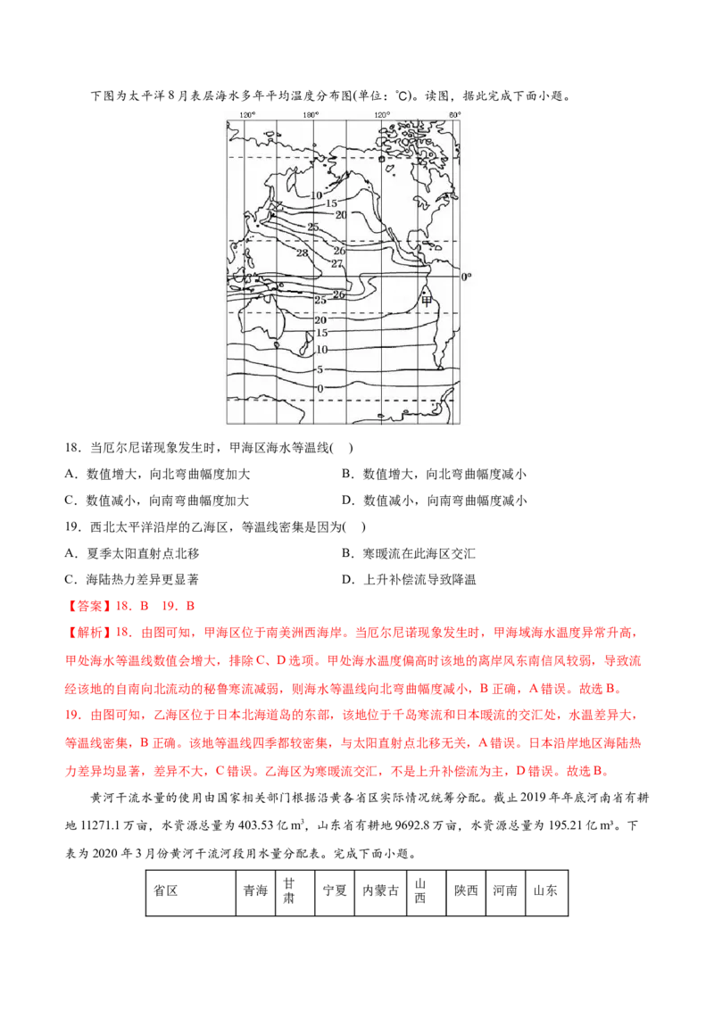 专题04地球上的水-2022年高考地理真题与模拟题分专题训练（教师版含解析）_2024年新高考资料_1.2024一轮复习_赠2022年高考地理真题与模拟题分专题训练