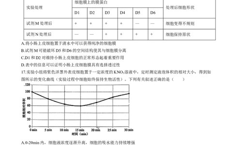 内蒙古自治区赤峰市松山区2025-2026学年高一上学期1月期末生物试题（含答案）_2026年02月高一试卷_260206内蒙古赤峰市松山区2025-2026学年高一上学期期末学业质量检测