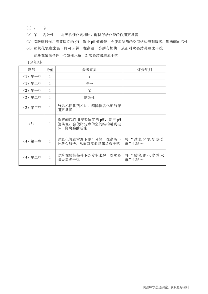 云南省昭通一中教研联盟2025-2026学年高一上学期期中考试生物（B）答案_2025年12月高一试卷_251218云南省昭通一中教研联盟2025-2026学年高一上学期期中考试（A）（B）试卷