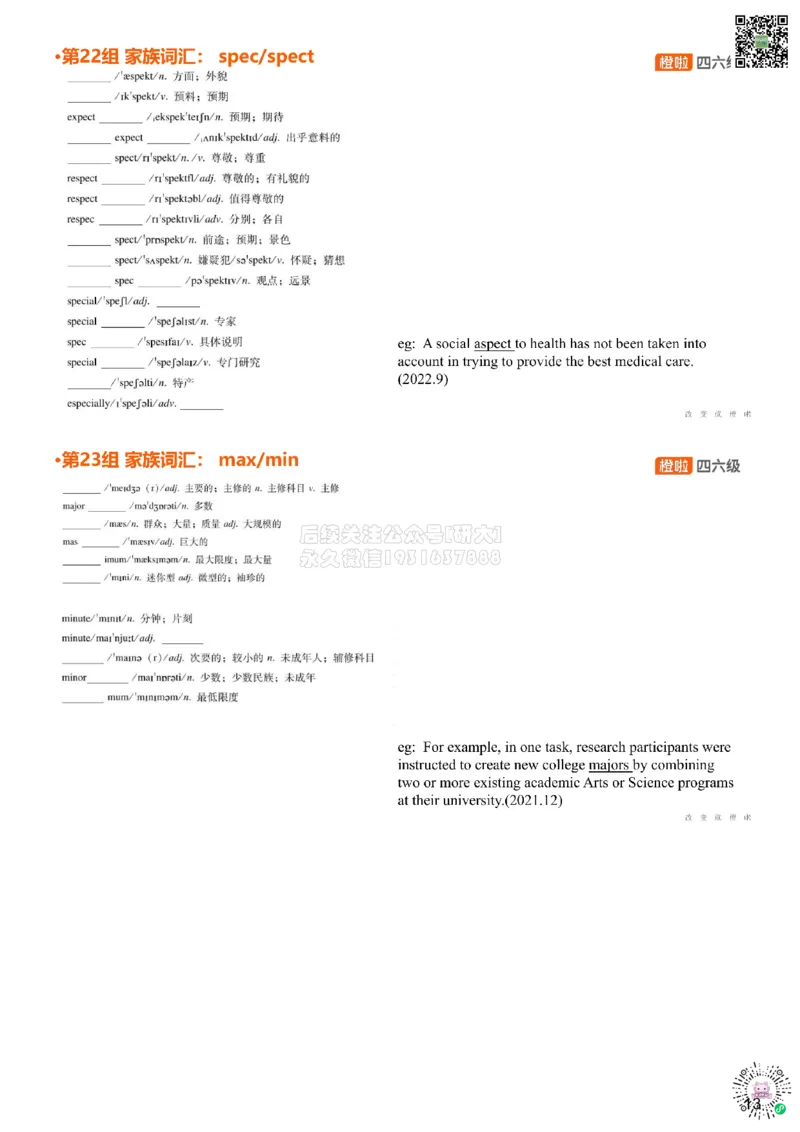 [5.10]--家族词汇22-23cap、spec_2026年6月其他机构_05.2026四级英语26年06月_09.2026四级英语橙啦老师_00课件