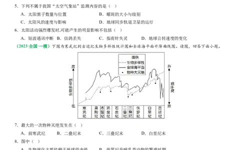 2.0.1地球的宇宙环境和圈层结构及演化历史（练习）（原卷版）_新高考复习资料_2024年新高考复习资料_一轮复习资料_完备战2024年高考地理一轮复习考点帮（新高考专用）