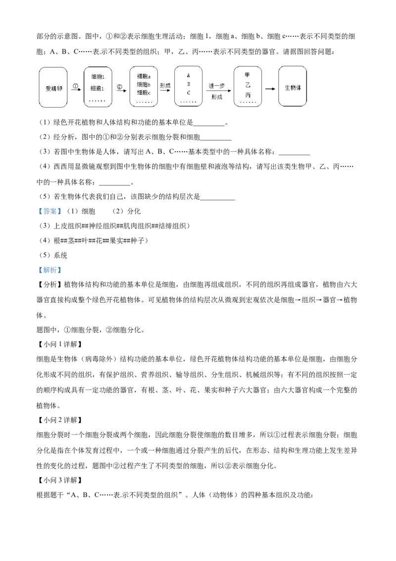 2022年陕西省中考生物真题（解析卷）_陕西_6.陕西中考生物（2016-2025）