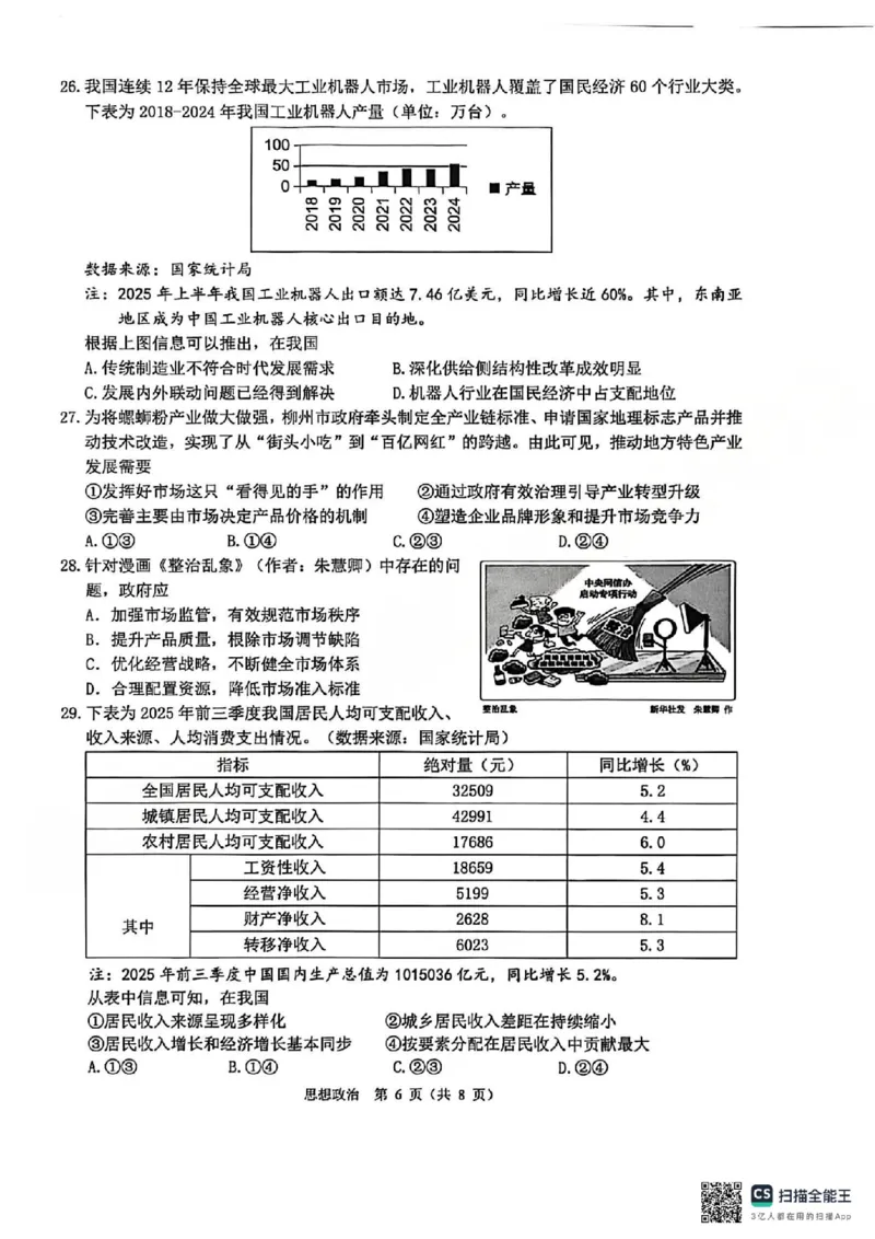 B类2025学年第一学期高一期末质量评价题库-政治_2026年02月高一试卷_260208浙江省温州市2025-2026学年高一上学期期末（A卷+B卷）（全）_浙江省温州市2025-2026学年高一上学期期末试题B卷