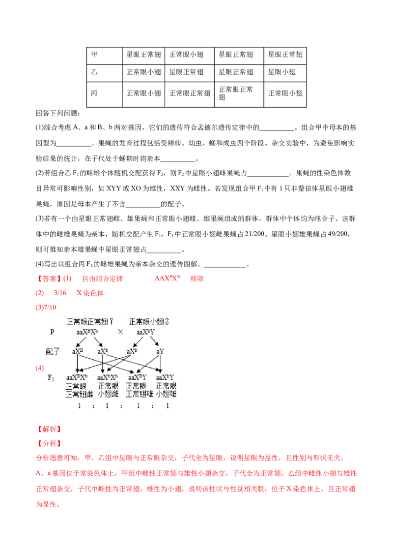 专题07伴性遗传和人类遗传病-三年（2020-2022）高考真题生物分项汇编（全国通用）（解析版）_高考真题分类汇编(2012-2022)生物_高考真题分项汇编(2020-2022)生物