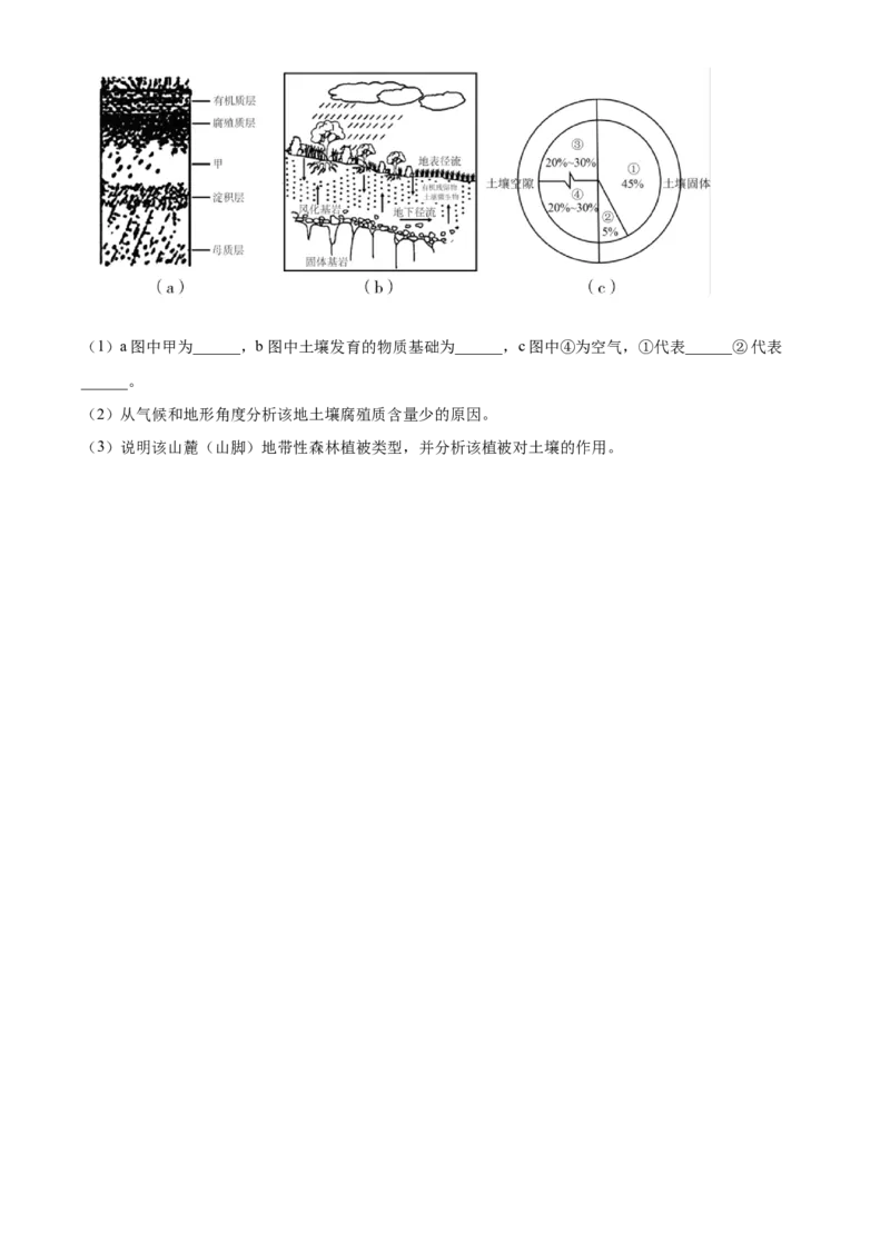 云南省西双版纳傣族自治州部分学校2024-2025学年高一上学期12月月考地理试题Word版无答案_2024年12月试卷_1225云南省西双版纳傣族自治州部分学校2024-2025学年高一上学期12月月考试题