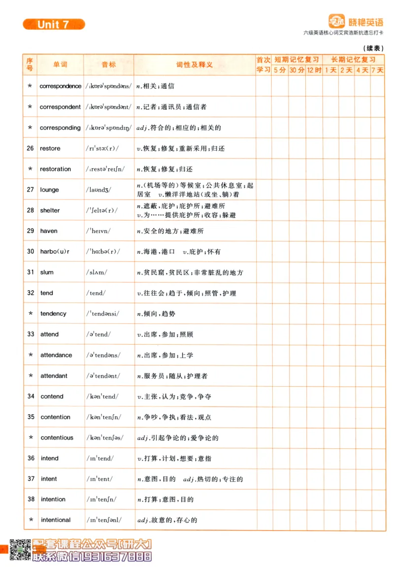 26英语六级-核心词-艾宾浩斯抗遗忘打卡--刘晓燕_2026年6月其他机构_06.2026六级英语26年06月_06.2026六级英语刘晓燕班_00.书籍讲义