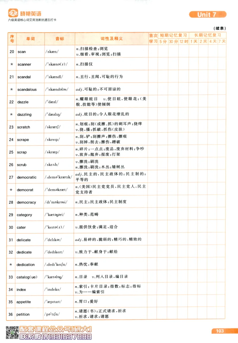 26英语六级-核心词-艾宾浩斯抗遗忘打卡--刘晓燕_2026年6月其他机构_06.2026六级英语26年06月_06.2026六级英语刘晓燕班_00.书籍讲义