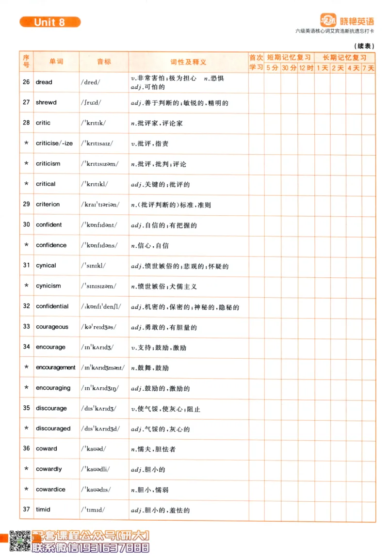 26英语六级-核心词-艾宾浩斯抗遗忘打卡--刘晓燕_2026年6月其他机构_06.2026六级英语26年06月_06.2026六级英语刘晓燕班_00.书籍讲义
