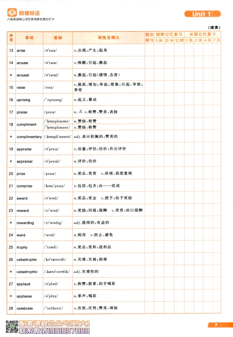 26英语六级-核心词-艾宾浩斯抗遗忘打卡--刘晓燕_2026年6月其他机构_06.2026六级英语26年06月_06.2026六级英语刘晓燕班_00.书籍讲义