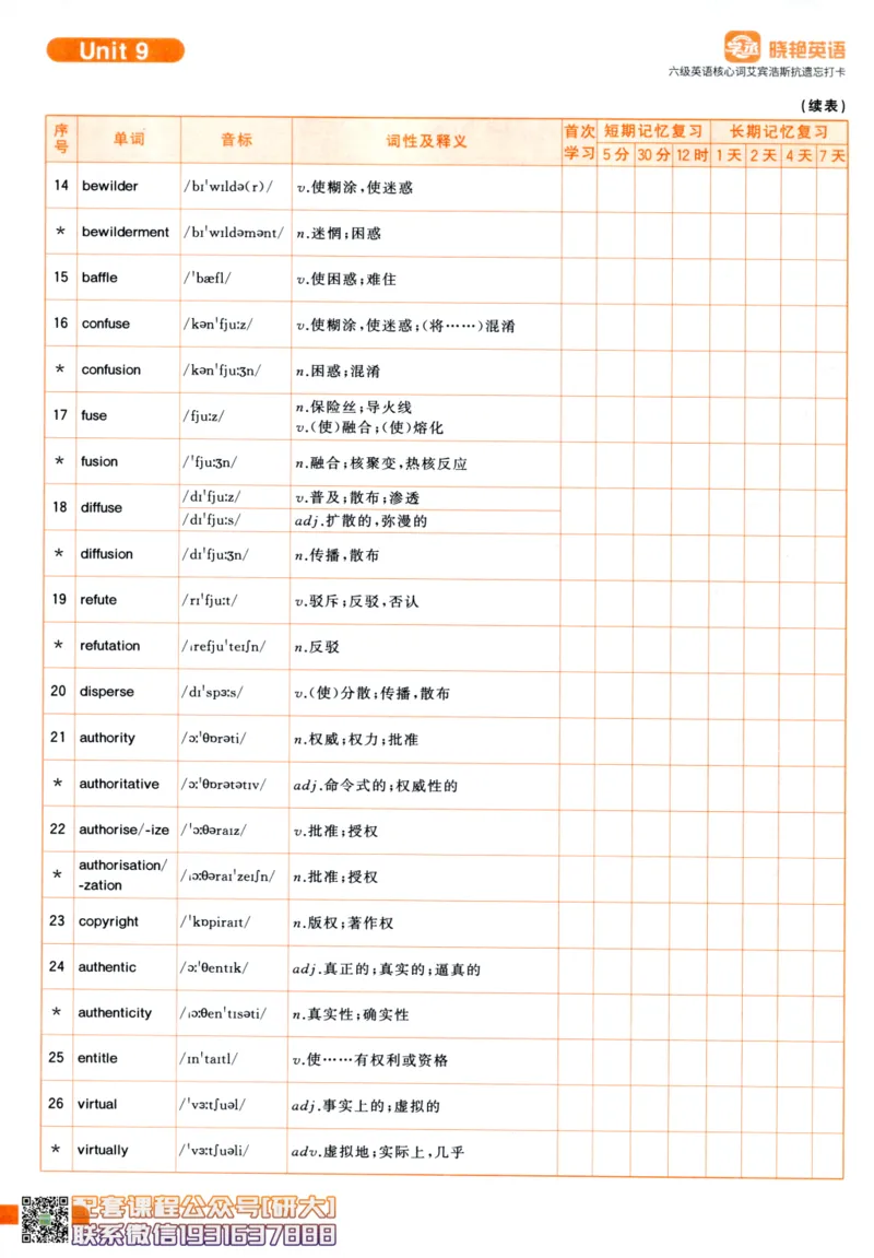 26英语六级-核心词-艾宾浩斯抗遗忘打卡--刘晓燕_2026年6月其他机构_06.2026六级英语26年06月_06.2026六级英语刘晓燕班_00.书籍讲义