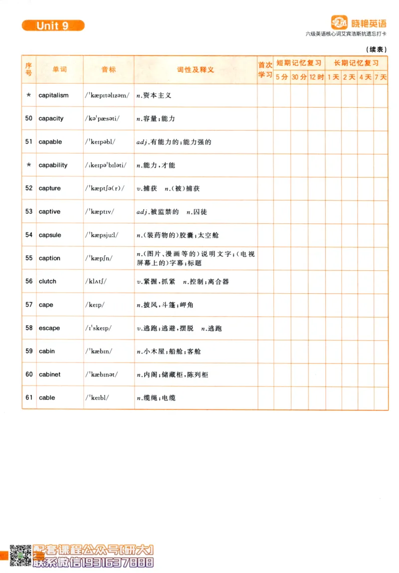 26英语六级-核心词-艾宾浩斯抗遗忘打卡--刘晓燕_2026年6月其他机构_06.2026六级英语26年06月_06.2026六级英语刘晓燕班_00.书籍讲义
