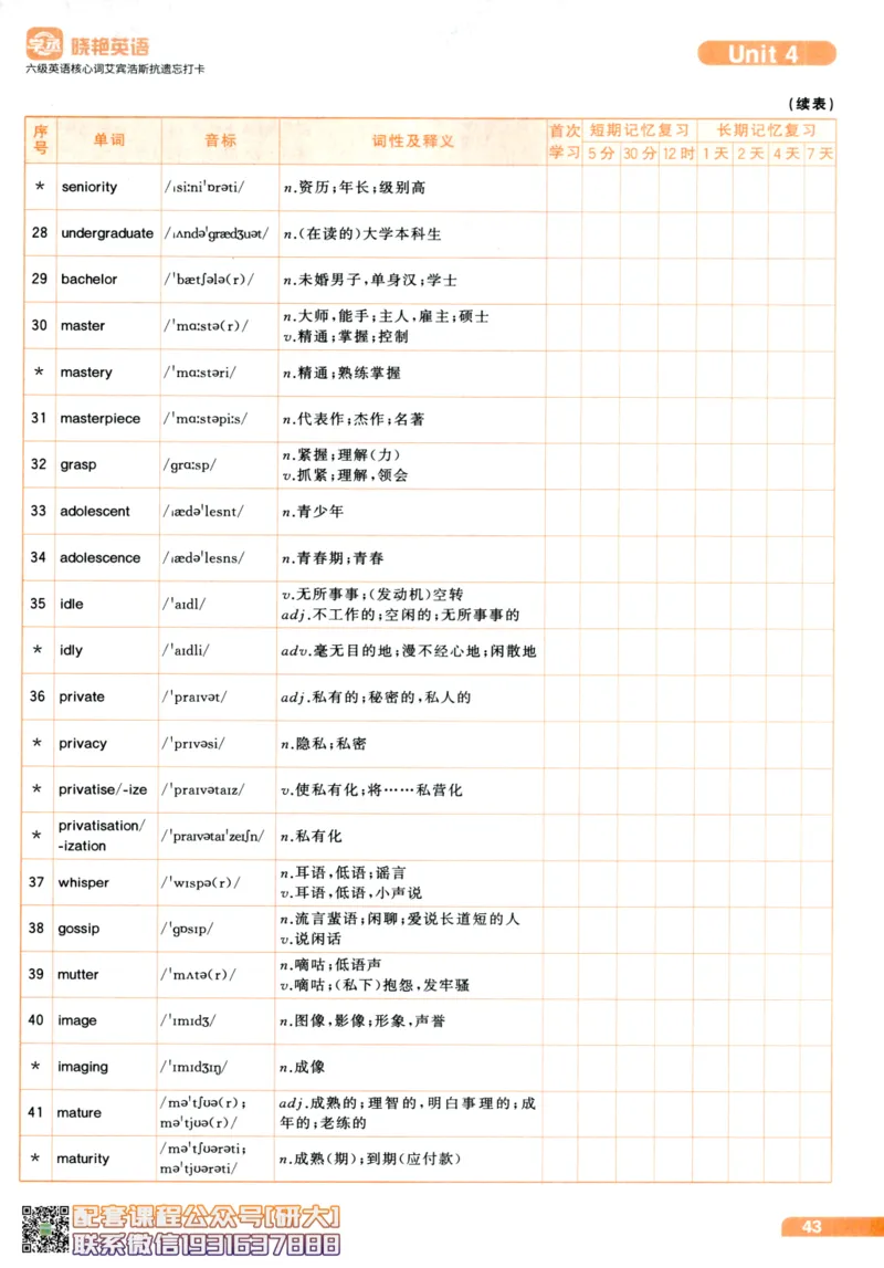 26英语六级-核心词-艾宾浩斯抗遗忘打卡--刘晓燕_2026年6月其他机构_06.2026六级英语26年06月_06.2026六级英语刘晓燕班_00.书籍讲义